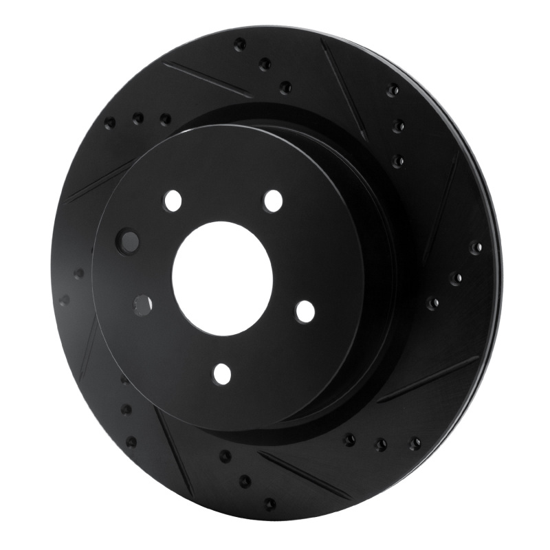 Infiniti EX37 Brake Rotor (1) - Rear Right - R1 Concepts - Drilled & Slotted - Black - `05-`25